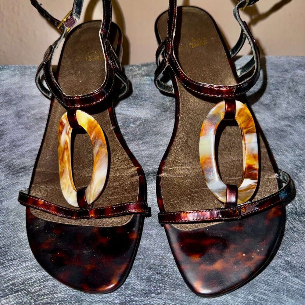 Stuart Weizman Strappy Sandal With Tortoise Shell - image 1